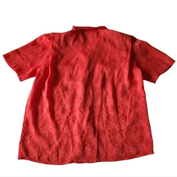 Yves St. Clair Red‎ Jacquard Geometric Button Up Blouse Vintage Size 12 - Picture 8 of 11